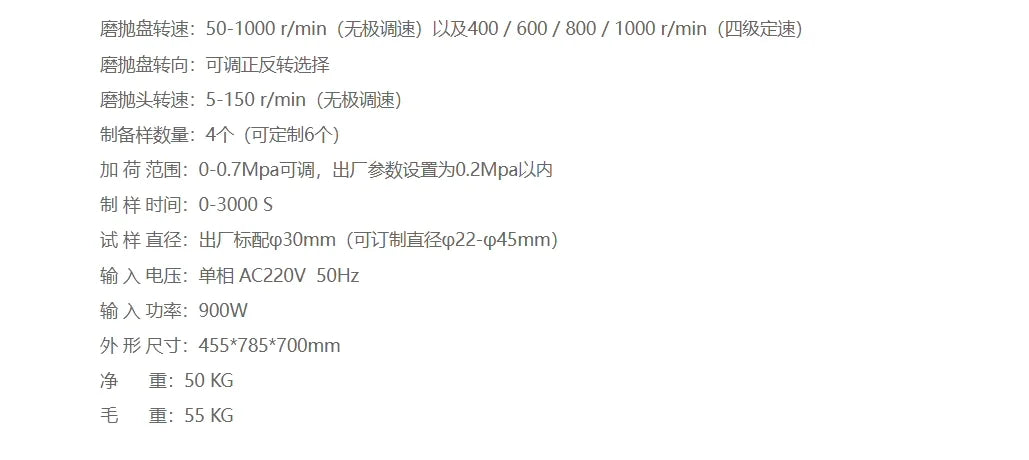 Fully automatic metallographic sample pre grinding machine, dual disc continuously variable speed grinding and polishing machine